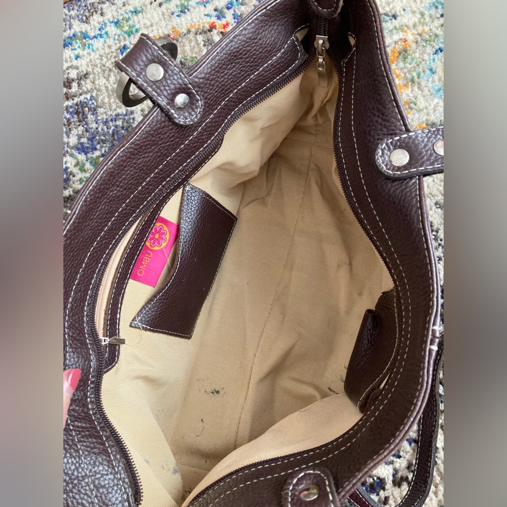 Leather Shoulder Tote Bag in Dark Brown - Picture 6 of 10